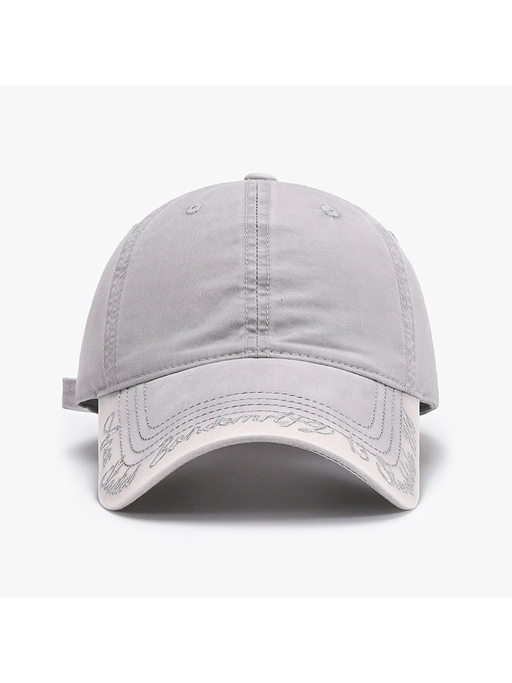 Haila - Embroidered Washed Curved Brim Baseball Cap