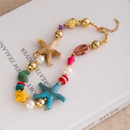 Bauai Dopamine Ocean Starfish Bead Colorful Necklace main product view