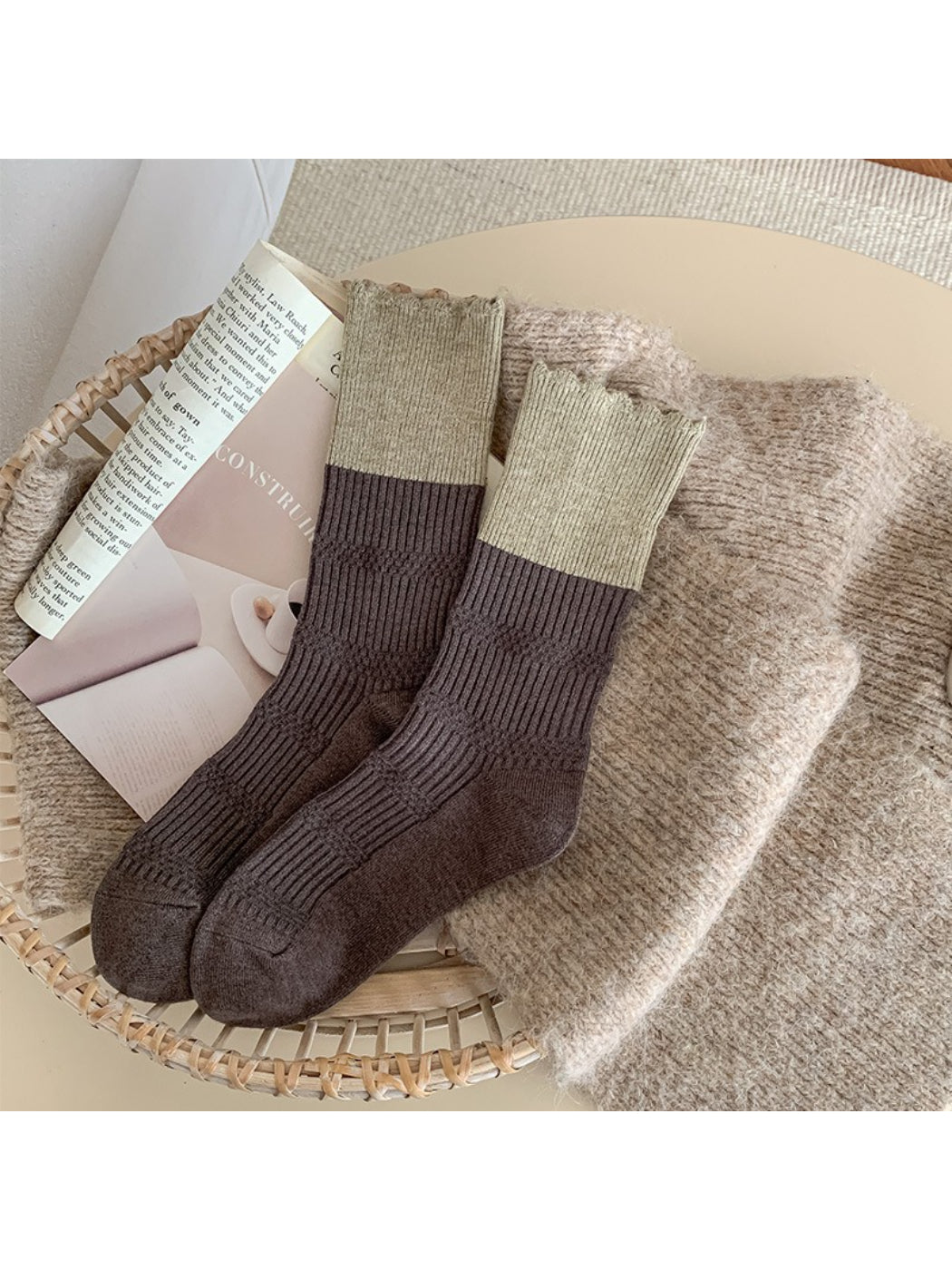 Rufia - Textured Ribbed Crew Socks