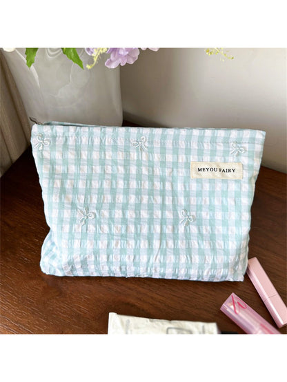 Cosbai Pastel Check Zip Cosmetic Pouch product image