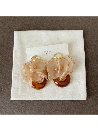 Earwish - Chiffon Flower Shaped Chic Earrings