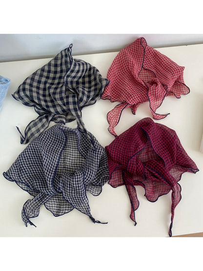 Scarvii Gingham Check Triangle Scarf