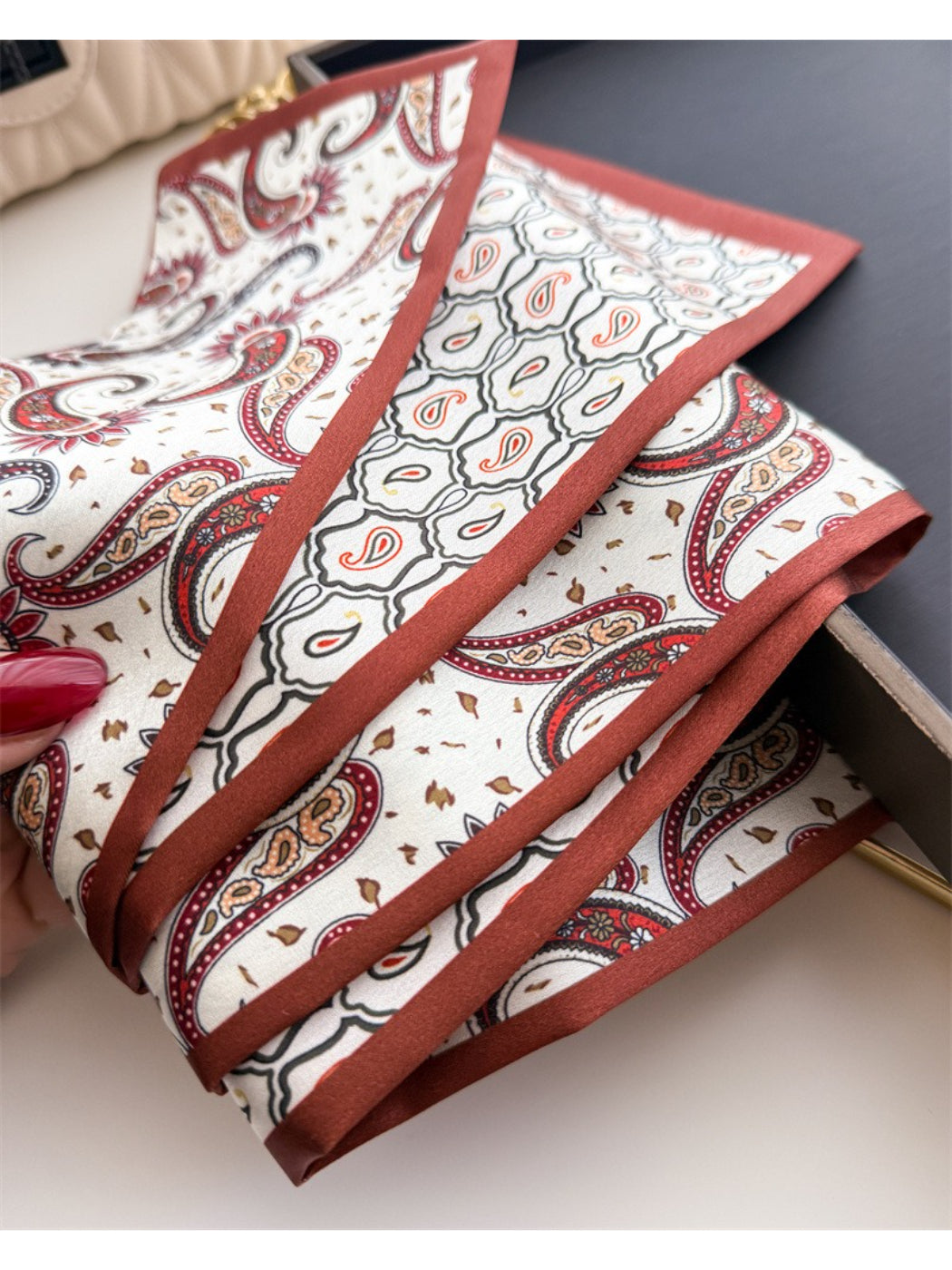 Scarvii - Paisley Border Skinny Scarf