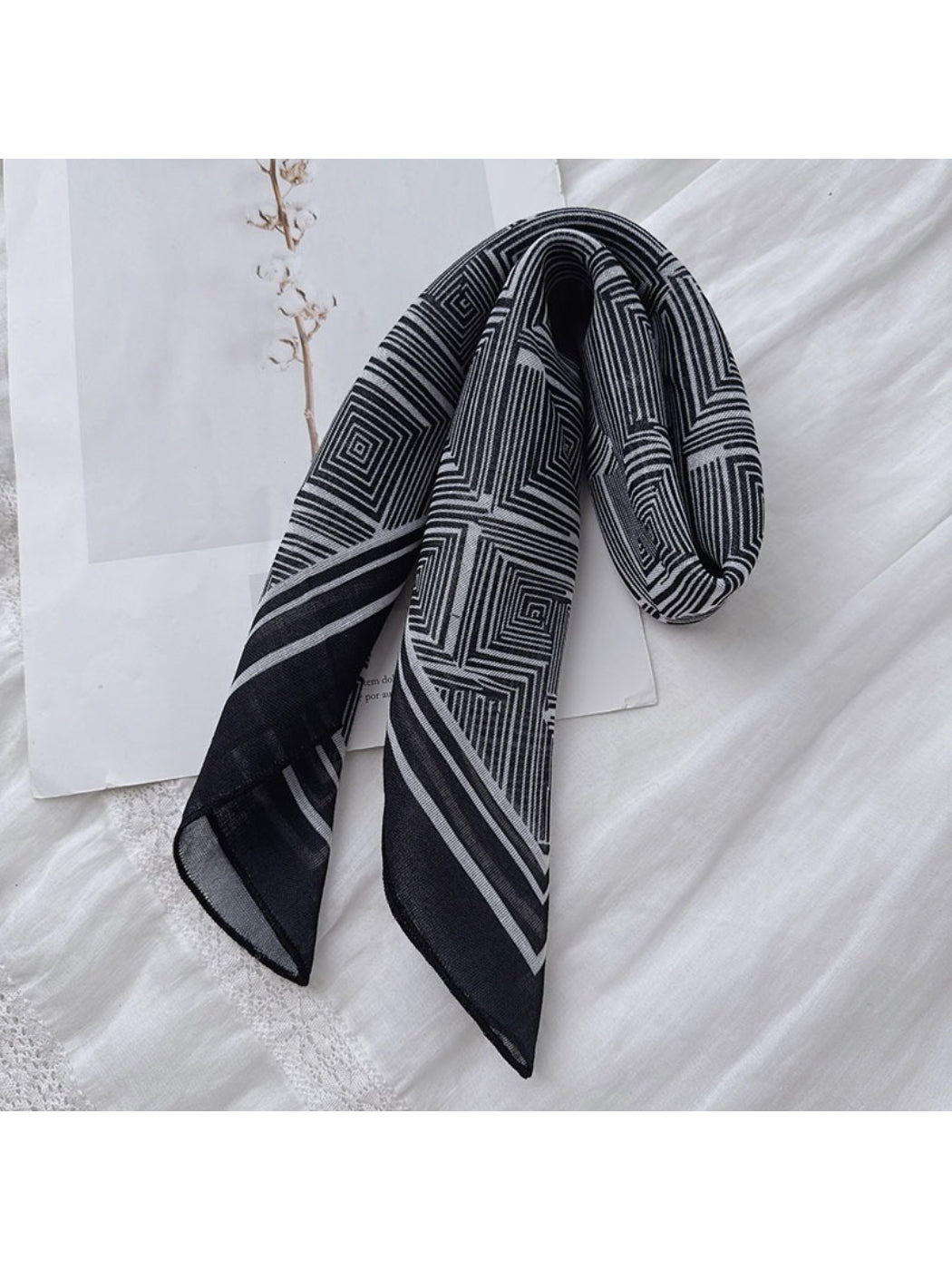 Scarvii - Geometric Print Lightweight Square Scarf
