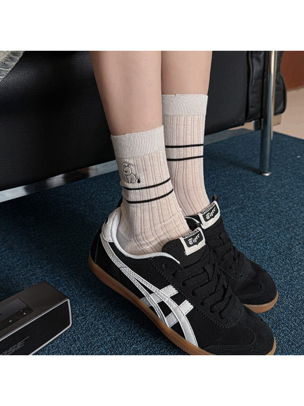 Rufia - Striped Animal Detail Crew Socks product image 3