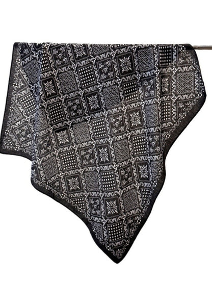 Scarvii - Elegant Herringbone Floral Square Scarf – Vintage Charm
