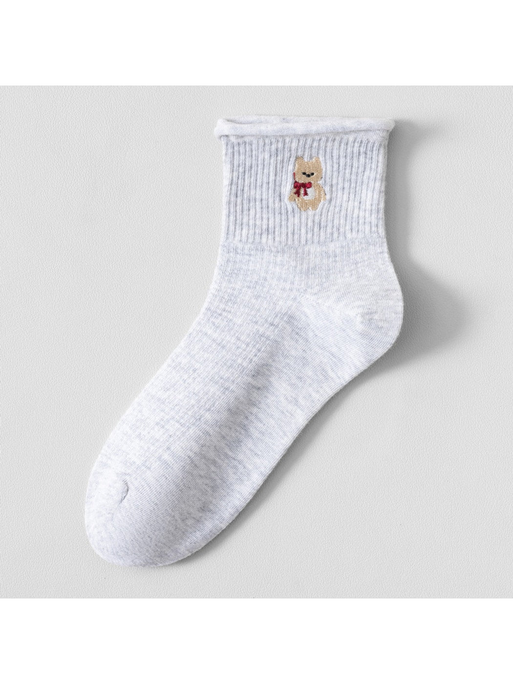 Rufia - Cartoon Embroidered Solid Crew Socks