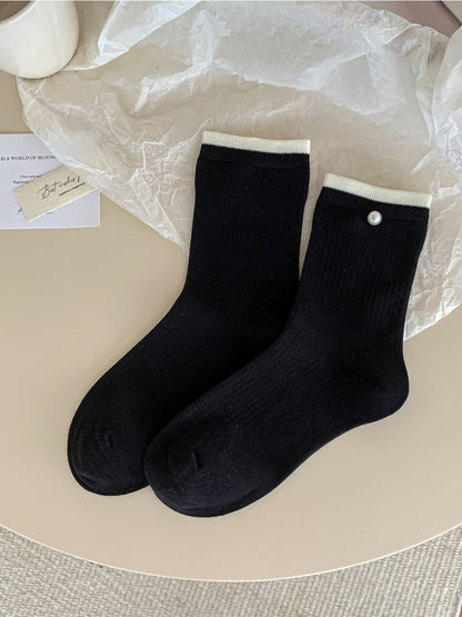 Rufia – Color-Block Striped Mid-Calf Socks