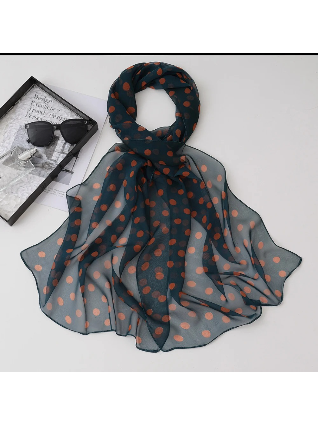 Scarvii - Sheer Polka Dot Long Scarf