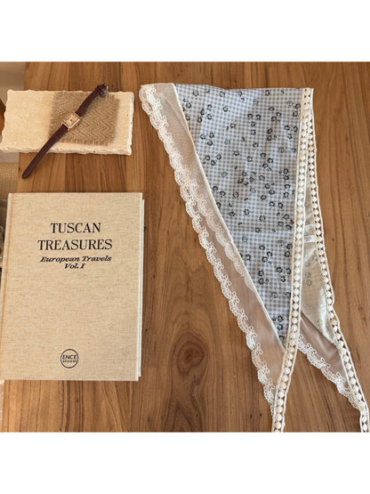 Scarvii - Lace Trim Gingham Triangle Scarf - image 4