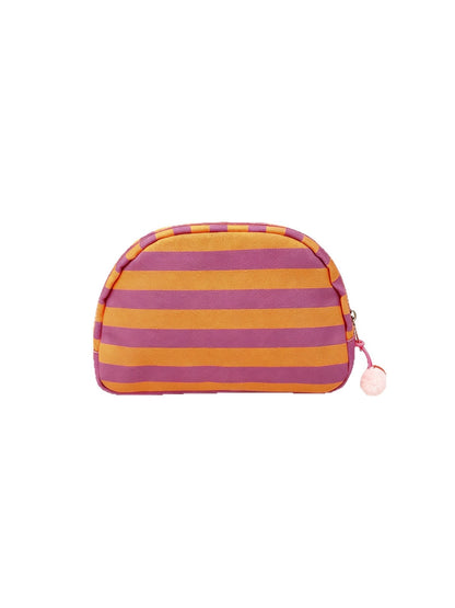 Cosbai - Striped Half-moon Cosmetic Organizer Bag