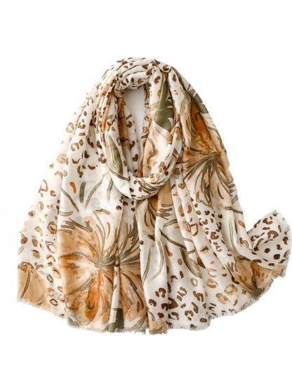 Scarvii - Classic Scarf with Leopard & Floral Print