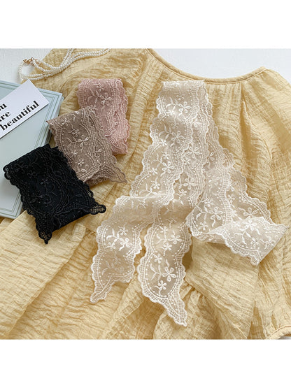 Scarvii - Embroidered Floral Lace Neck Scarf