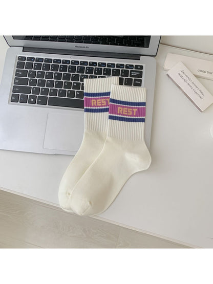 Rufia - College Style Stripe Crew Socks