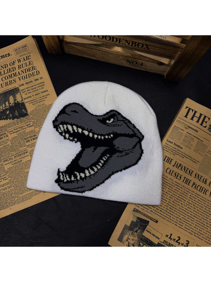 Haila - Dinosaur Graphic Knit Slouchy Beanie