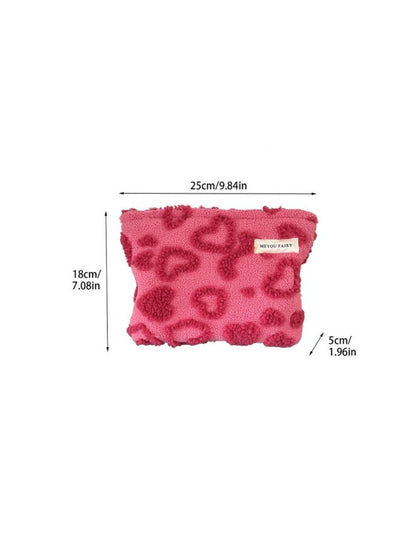 Cosbai - Plush Heart Pattern Pouch