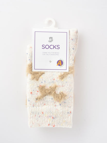 Rufia - Gray and White Dog Pattern Thick Warm Socks