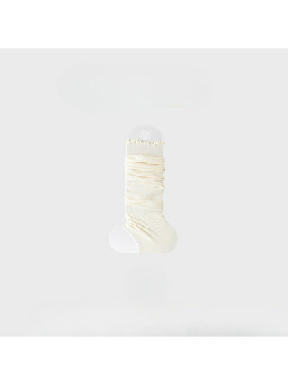 Rufia - Soft Ribbed Ruffle Trim Slouchy Leg Warmers