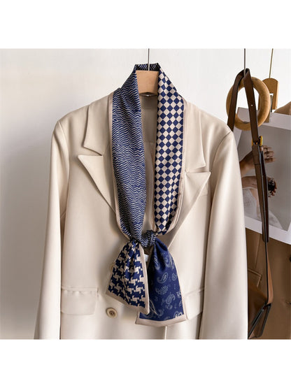 Scarvii - Patchwork Contrast Skinny Scarf