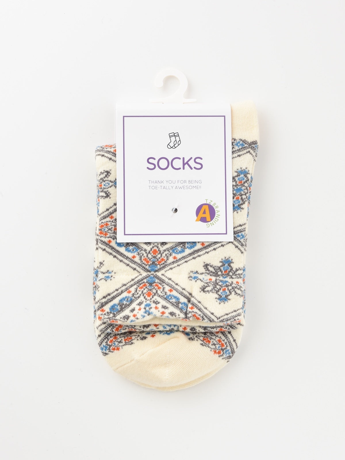 Rufia - Retro Mid-calf Socks with Diamond Floral Patterns