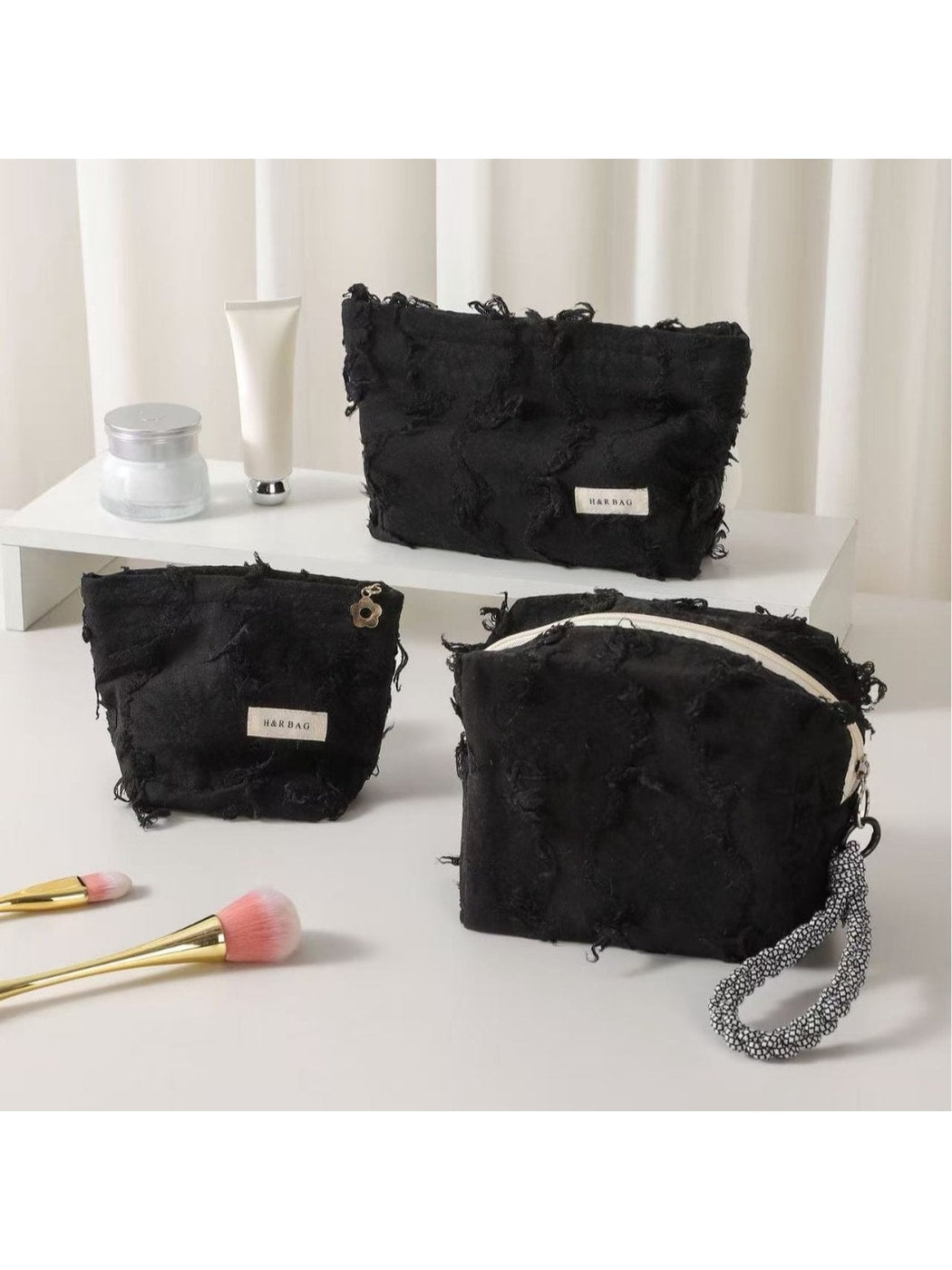 Cosbai - Black Cosmetic Handheld Bag