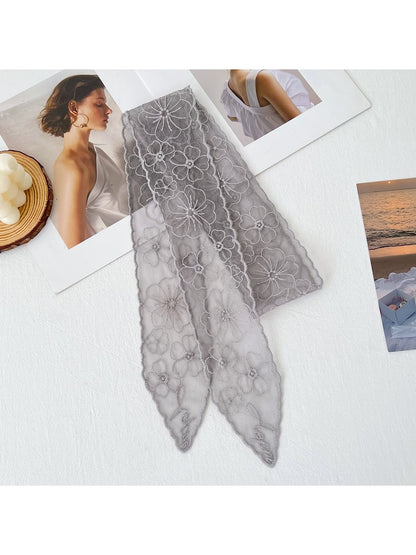 Scarvii - Floral Lace Long Narrow Decorative Scarf