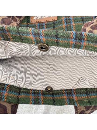 Cosbai - Cozy Plaid Small Everyday Tote