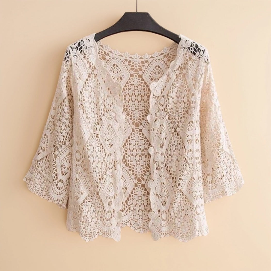 Crosa - Sheer Crochet Cardigan - Ethereal Summer Cover-Up
