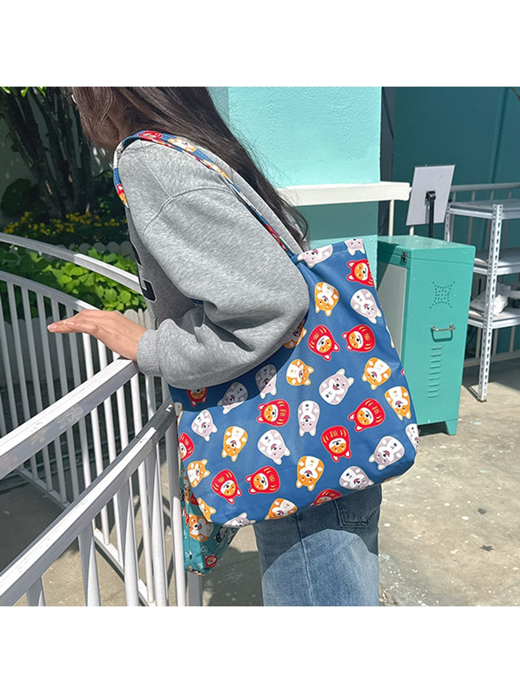 Cosbai - Shiba Inu Print Open-Top Daily Carry Bag