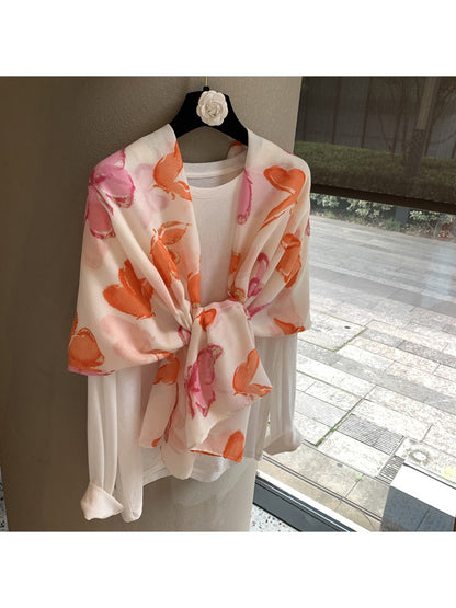 Scarvii - Butterfly Print Rectangular Shawl Scarf