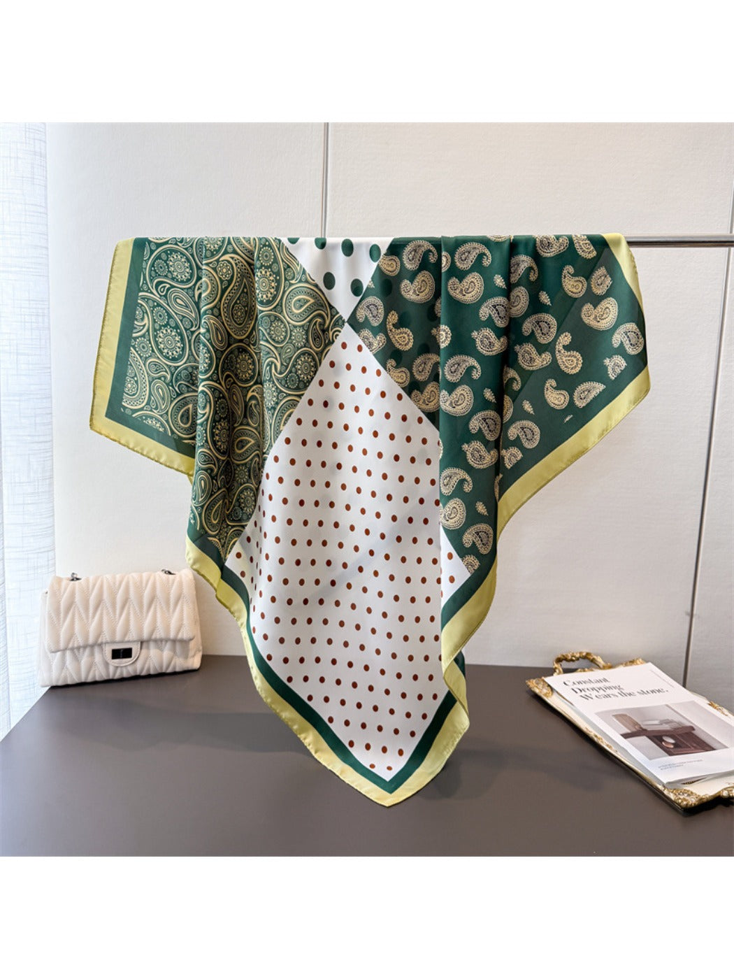Scarvii - Square Scarf with Paisley & Dots Print