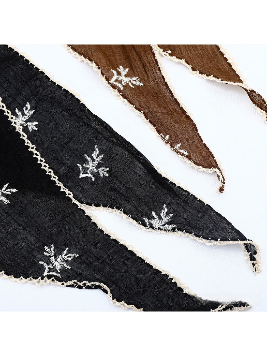 Scarvii - Embroidered Lace Edge Triangle Bandana