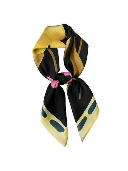 Scarvii - Minimal Floral Print Decorative Square Scarf