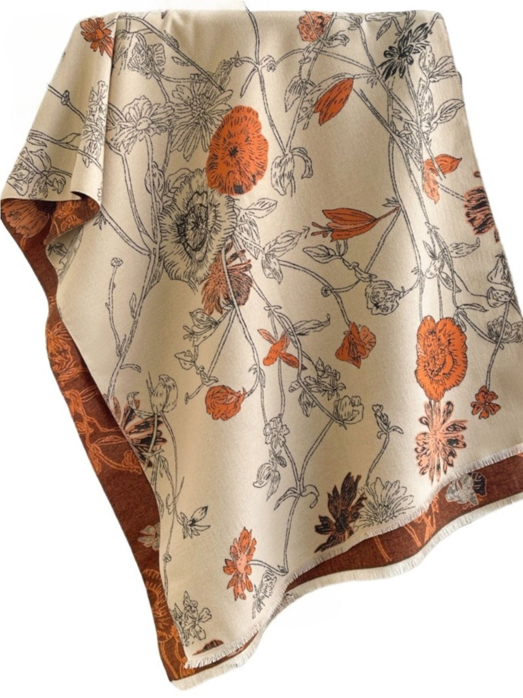 Scarvii - Reversible Vintage Floral-Plant Print Scarf Shawl