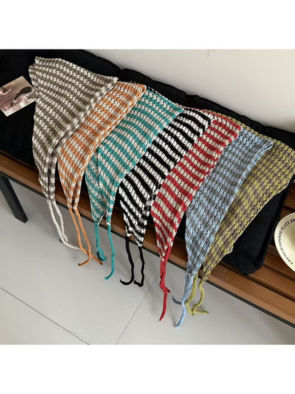 Scarvii - Geometric Stripe Tie-End Triangle Scarf