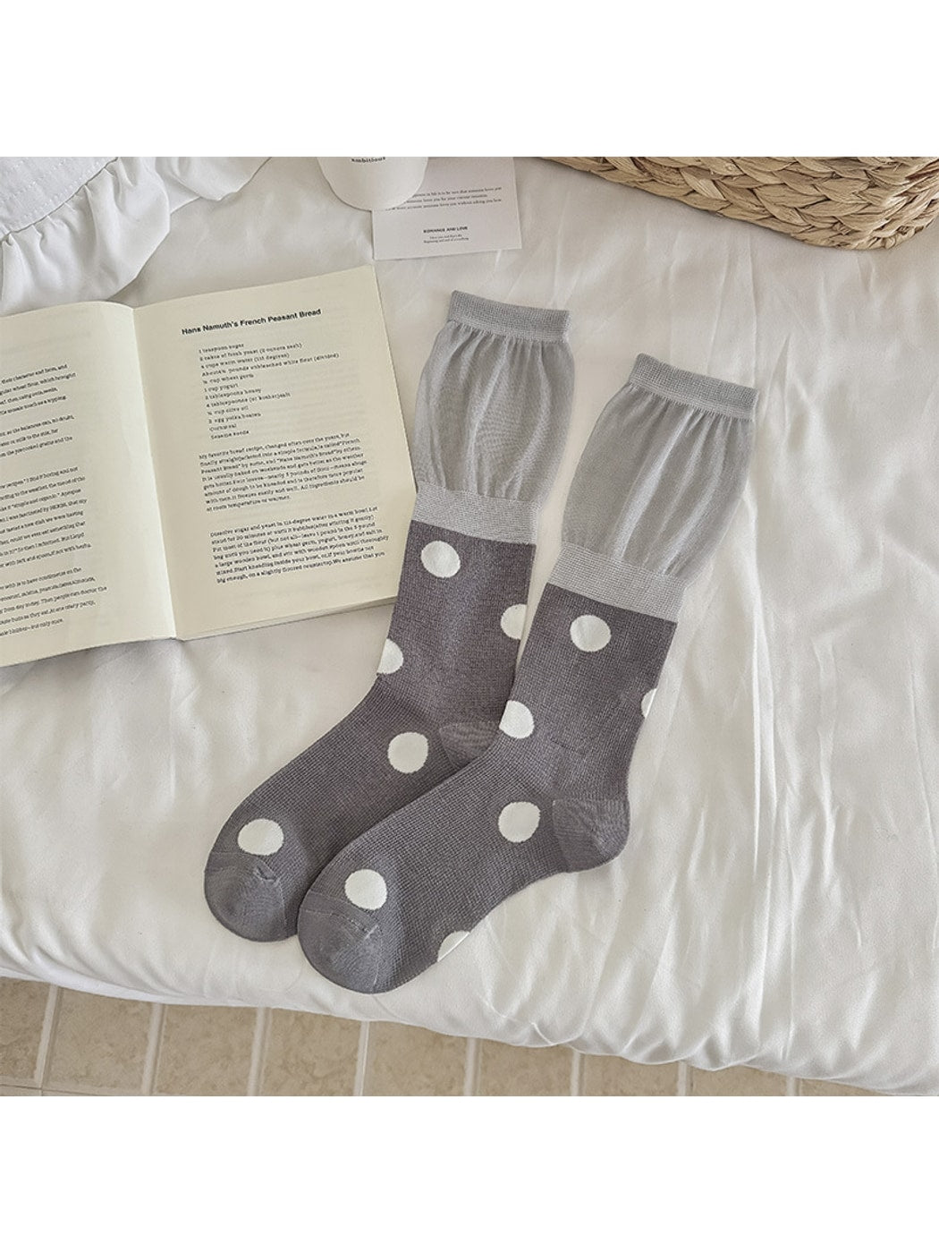Rufia - Colorblock Polka Dot Casual Crew Socks