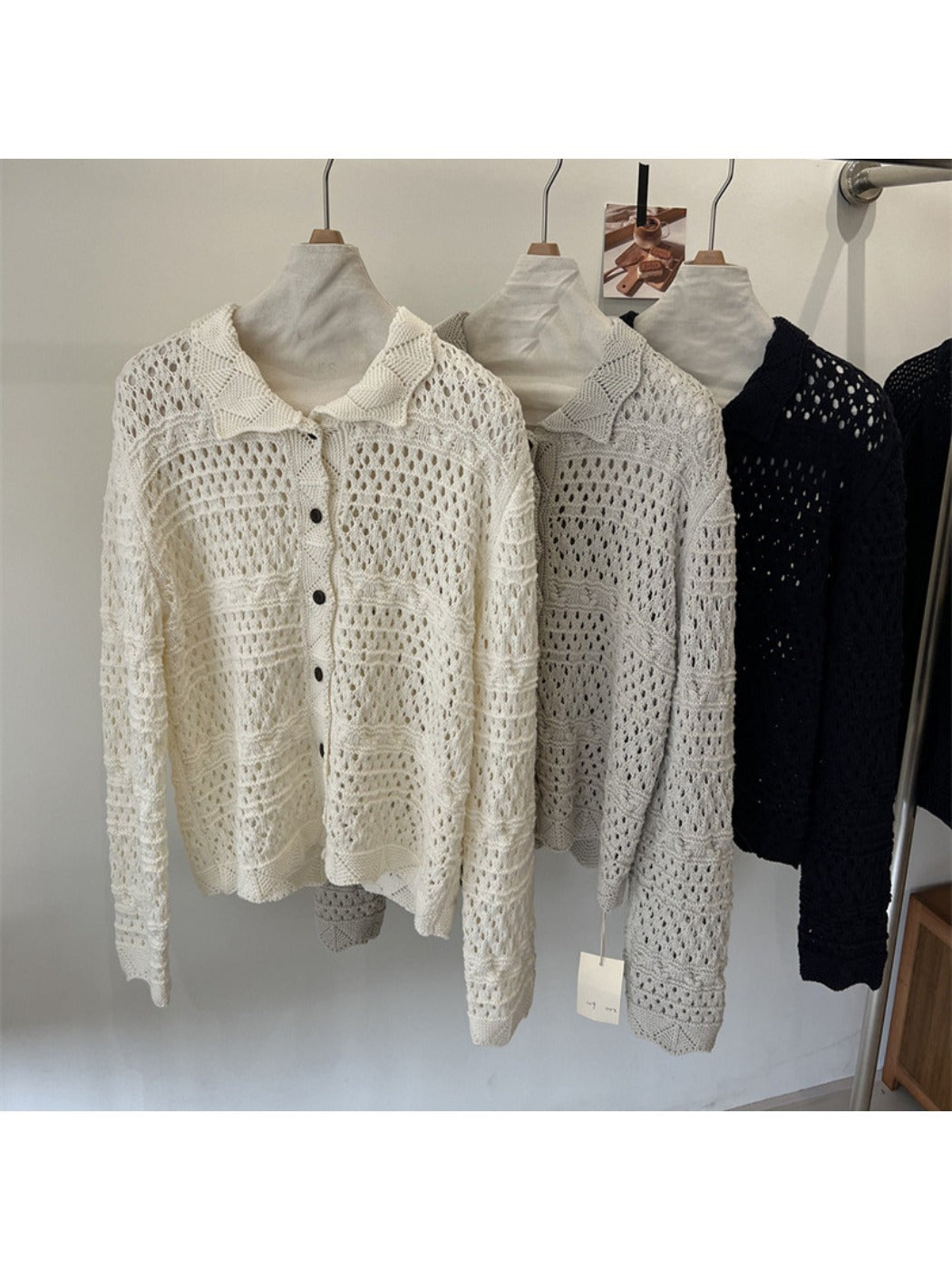 Crosa - Women S Fall Winter Edging Open Knit Cardigan