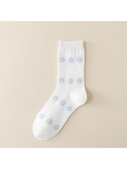 Packaging of Rufia cute blue accent crew socks with branding visible