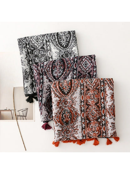 Scarvii - Contrast Panel Tassel Scarf
