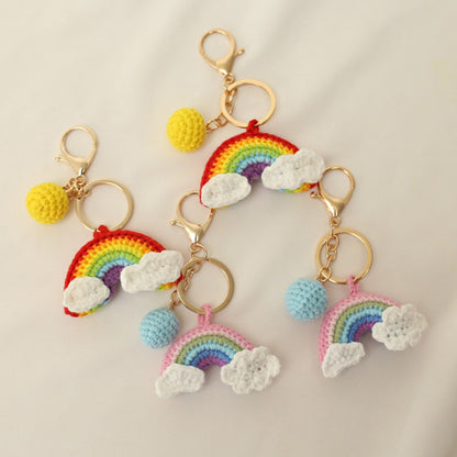 Koco Knitted Rainbow Keychain with knit texture