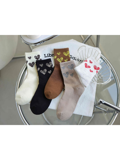 Rufia - Sketch Heart Motif Crew Socks