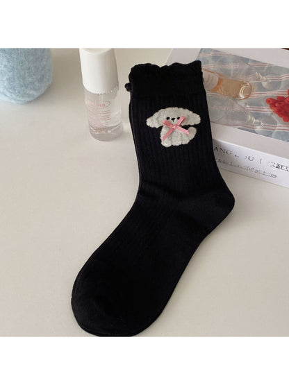 Rufia - Sweet Puppy Detail Ribbed Crew Socks product image 4