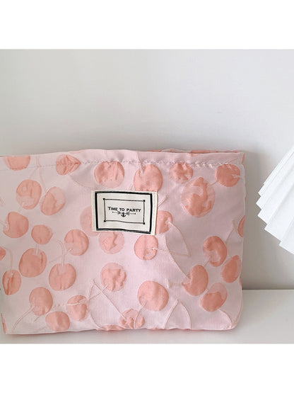 Cosbai - Floral Jacquard Zipper Makeup Organizer Bag