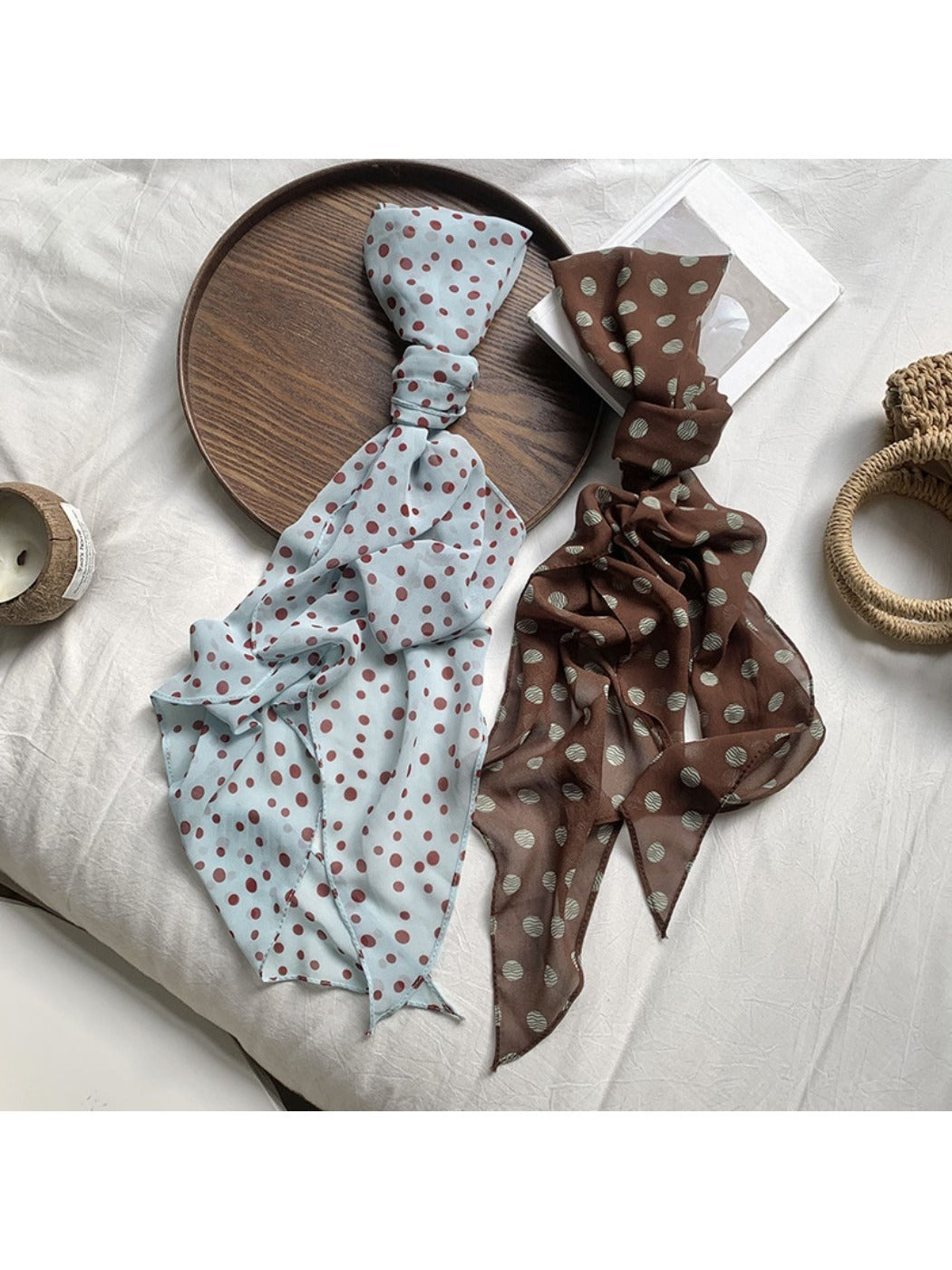 Scarvii - Vintage Classic Spot Print Long Scarf Headband