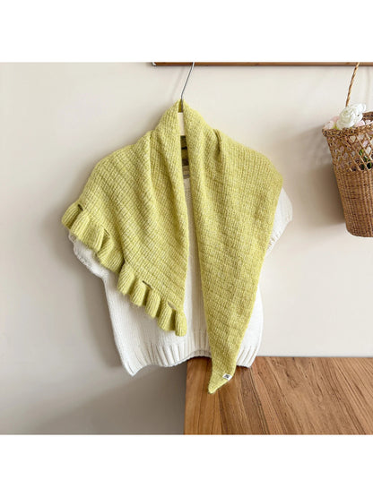 Scarvii - Fuzzy Knit Fringe Triangle Scarf