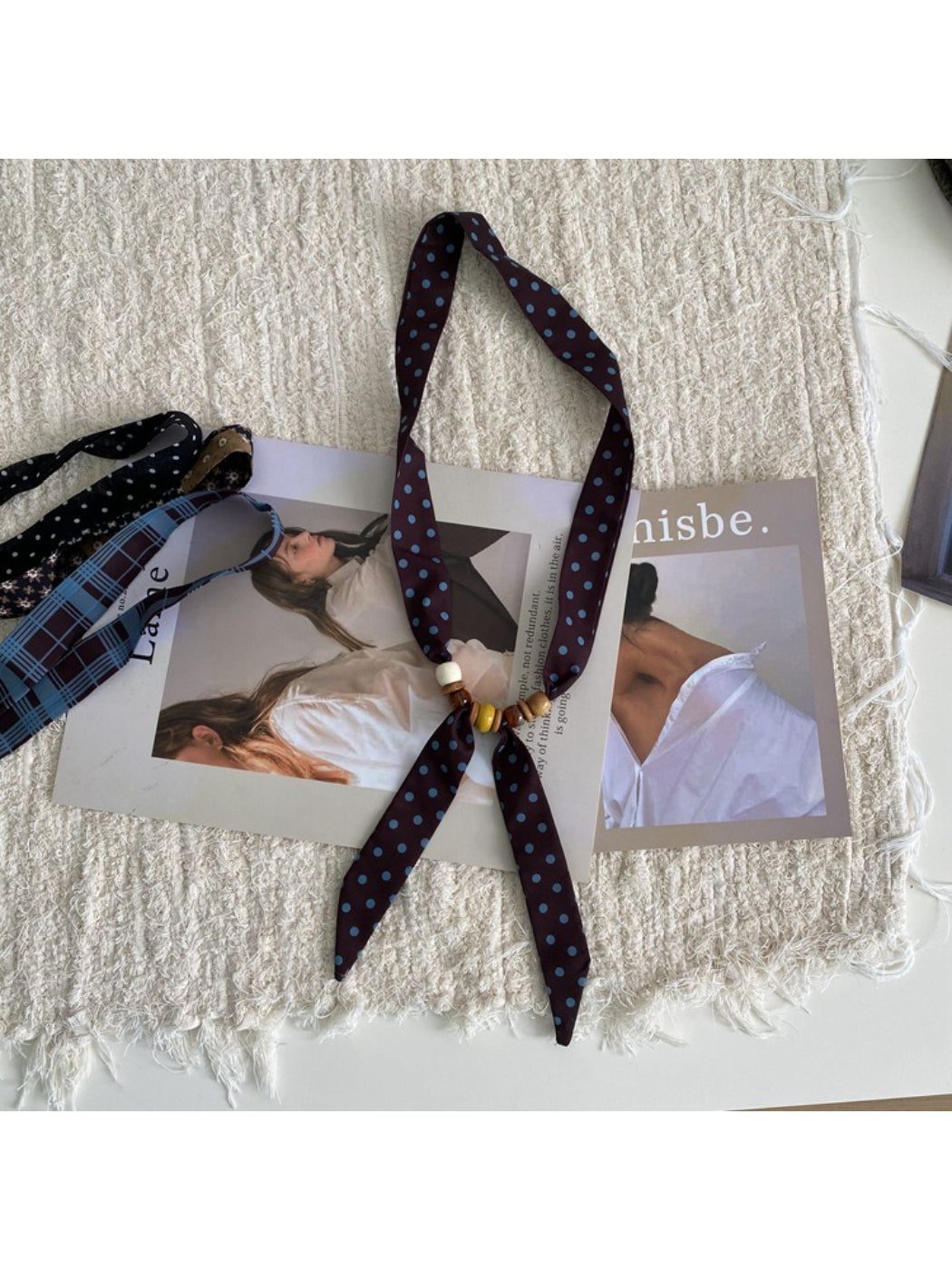 Scarvii Knotted Bead Detail Skinny Scarf