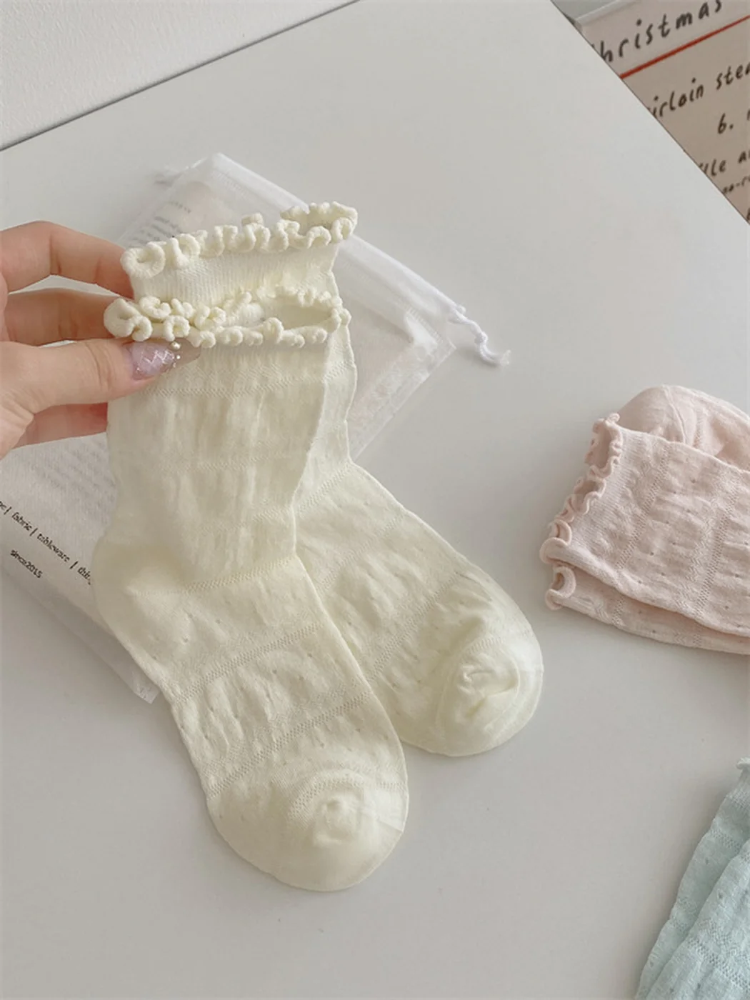 Rufia - Pointelle Ruffled-Cuff Socks
