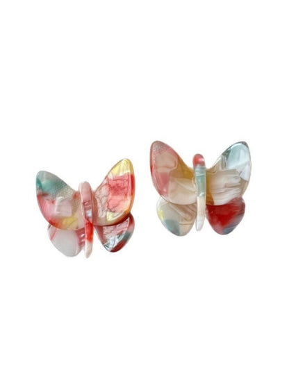 Earwish - Pink Butterfly Earrings with Color Block