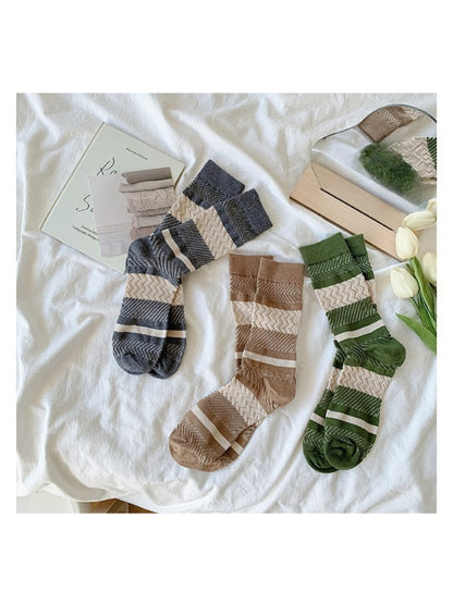 Rufia - Textured Zigzag Stripe Crew Socks