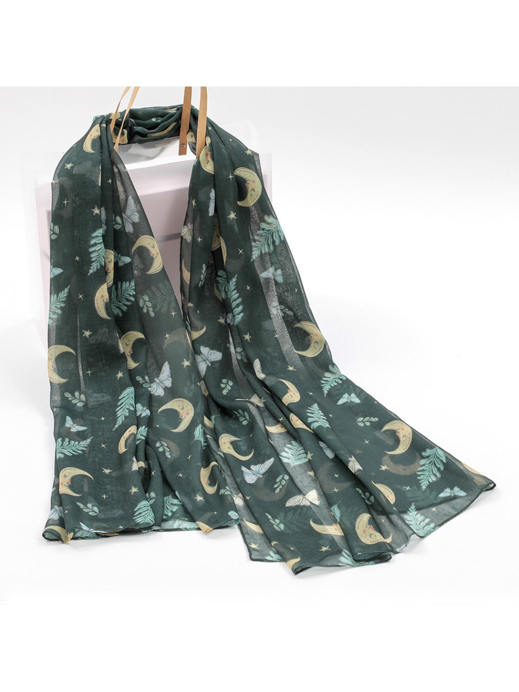 Scarvii - Forest Green Butterfly Moon Print Scarf
